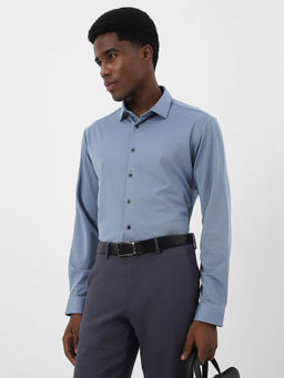 Van Heusen - Blue Textured Full Sleeves Formal Shirt
