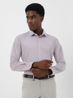 Van Heusen - Mauve Polyester Stripes Full Sleeves Shirt