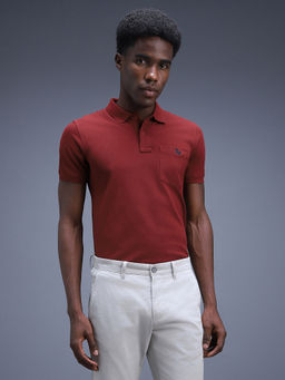 Van Heusen - Men Maroon Solid Polo T-Shirt
