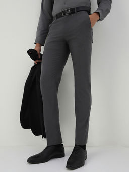 Van Heusen - Men Grey Solid Trouser