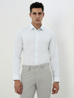 Van Heusen - Men Light Blue Print Full Sleeves Formal Shirt