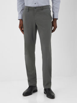Van Heusen - Grey Slim Fit Nylon Blended Solid Formal Trouser
