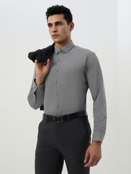 Van Heusen - Grey Self Design Polyester Regular Fit Shirt