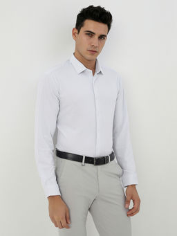Van Heusen - White Self Design Polyester Regular Fit Shirt