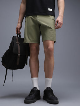 Van Heusen - Men's Olive Solid Casual Shorts