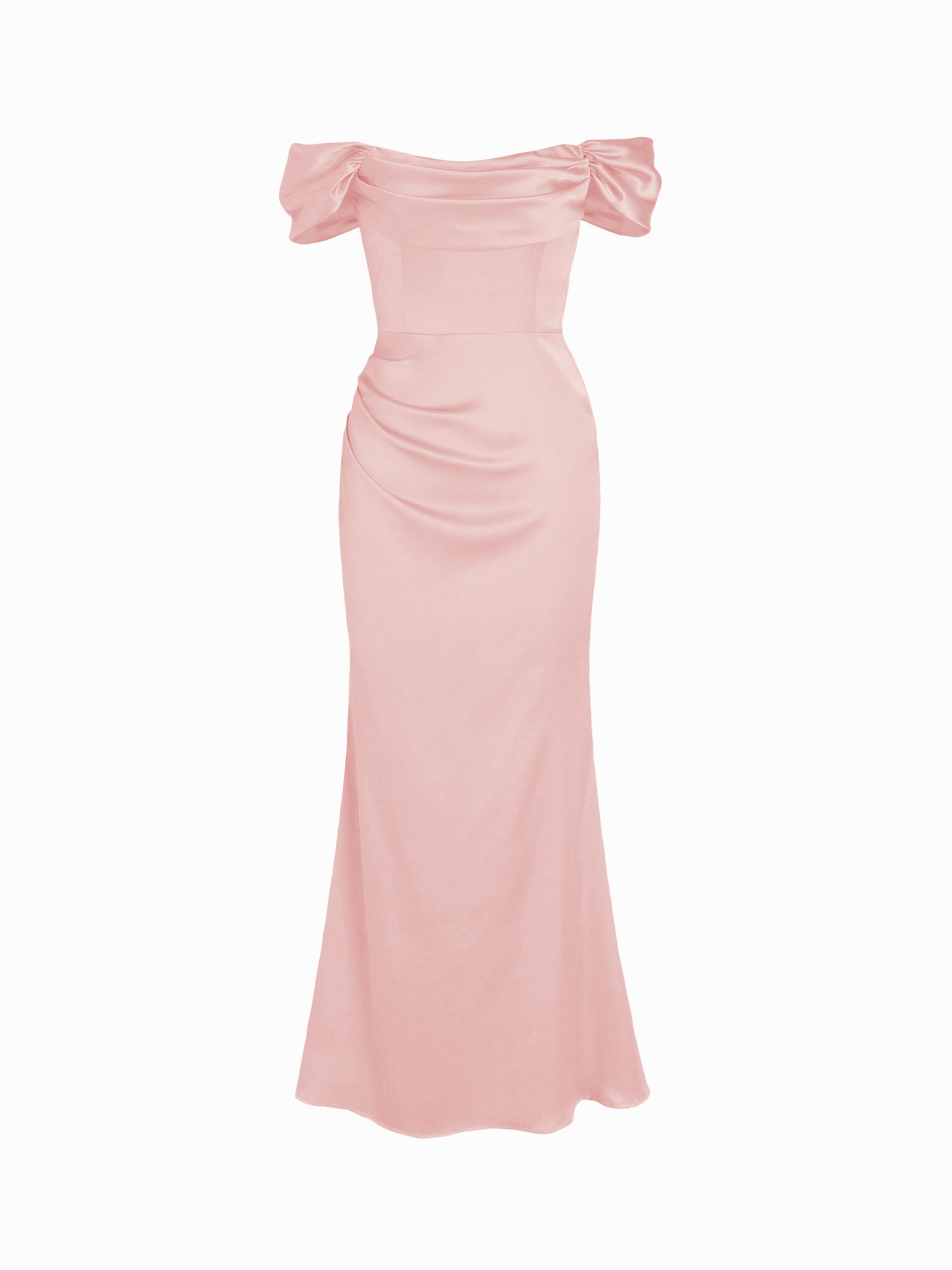 cider Satin Sculptural Ruched Off-Shoulder Mermaid Maxi Dress-picture-44
