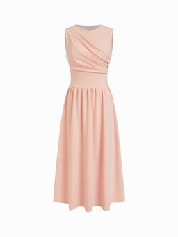 Cider - Round Neckline Ruched Maxi Dress
