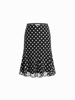 Cider - Mesh Low Rise Polka Dot Bowknot Mermaid Skirt