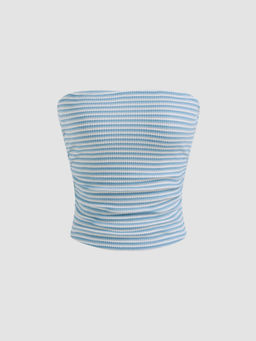 Cider - Striped Textured Ruched Tube Top