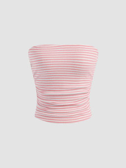 Cider - Striped Textured Ruched Tube Top