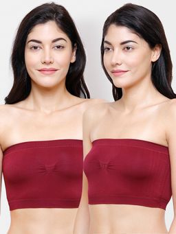 FashionRack - Women Comfort Tube Bra Maroon (Pack of 2)