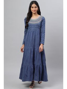 Aurelia - Blue Tiered Acrylic Charm Winter Dress