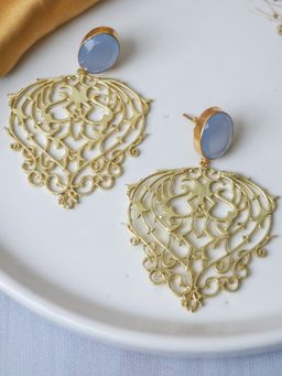 Johori - Handcrafted Heart Shape Blue Earring
