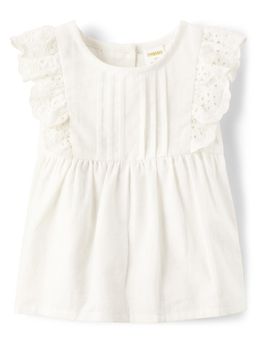 Gymboree - Girls White Eyelet Linen Blend Top