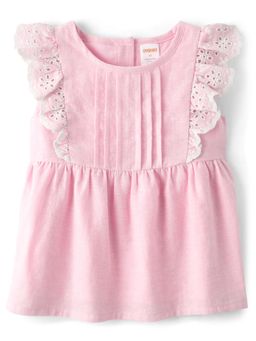 Gymboree - Girls Pink Eyelet Linen Blend Top