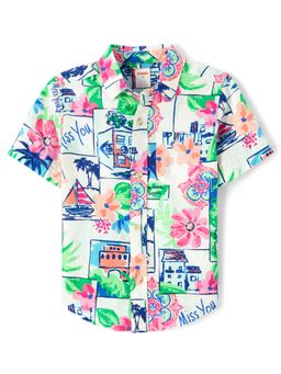 Gymboree - Boys Dad & Me Vacation Linen Blend Button Up Shirt