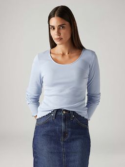 Levi's - Women'S Solid Light-Blue Slim Fit T-Shirts