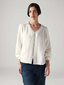 Levi's - Off White Women's Embroidered Regular Fit Shirt