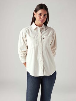 Levi's - Women'S Solid Off White Spread Collar Shirts