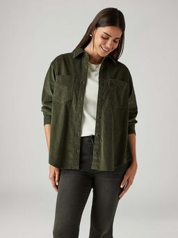 Levi's - Women'S Solid Olive Spread Collar Shirts