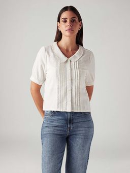 Levi's - Women'S Solid White Peter Pan Collar Shirts