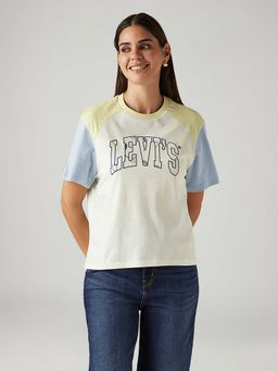 Levi's - Women'S Brand Logo Off White Relaxed Fit T-Shirts
