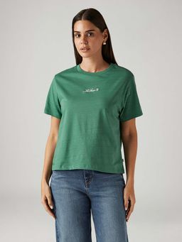 Levi's - Women'S Solid Green Relaxed Fit T-Shirts
