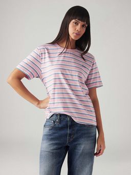 Levi's - Pink Women's Striped Relaxed Fit T-Shirt