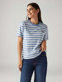Levi's - Women'S Striped Light-Blue Relaxed Fit T-Shirts