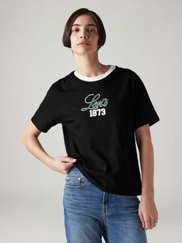 Levi's - Black Women's Typography Printed Relaxed Fit T-Shirt