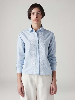 Levi's - Blue Women's Striped Regular Fit Embroidery Shirt