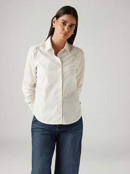 Levi's - Women'S Solid Off White Spread Collar Shirts