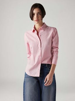Levi's - Pink Women's Striped Slim Fit Poplin Shirt