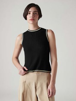 Levi's - Black Women's Textured Slim Fit T-Shirt