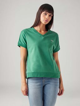 Levi's - Green Women's Solid Relaxed Fit T-Shirt