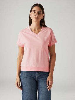 Levi's - Women'S Solid Light-Pink Relaxed Fit T-Shirts