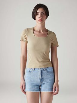 Levi's - Beige Women's Solid Slim Fit T-Shirt