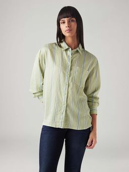 Levi's - Green Women's Striped Relaxed Fit Shirt
