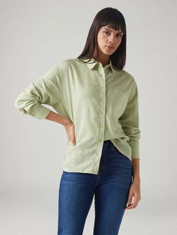 Levi's - Green Women's Solid Relaxed Fit Linen Shirt