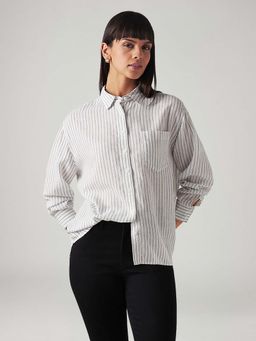 Levi's - White Women's Striped Relaxed Fit Linen Shirt