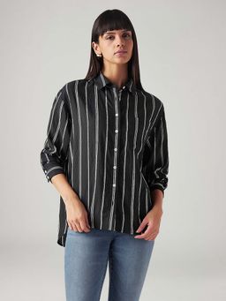 Levi's - Black Women's Striped Relaxed Fit Shirt