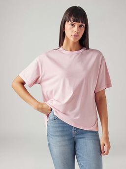 Levi's - Pink Women's Solid Relaxed Fit T-Shirt