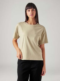 Levi's - Beige Women's Solid Relaxed Fit T-Shirt