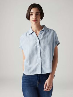 Levi's - Blue Women's Striped Regular Fit Linen Shirt