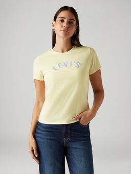 Levi's - Women'S Brand Logo Yellow Crew Neck T-Shirts
