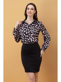 PURYS - Black Polka Printed Classic Shirt