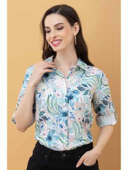 PURYS - White Casual Linen Blend Shirt