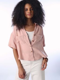 ONLY - Women'S Solid Oversized Pink Shirt