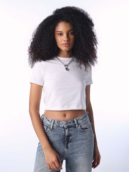 ONLY - Women'S Solid Regular Fit White T-Shirt