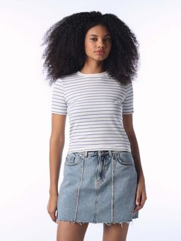 ONLY - Women'S Striped Regular Fit White T-Shirt